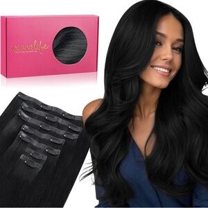 WENNALIFE Seamless Clip In Hair Extension 130g 16” Invisible PU Skin Weft 7Pcs